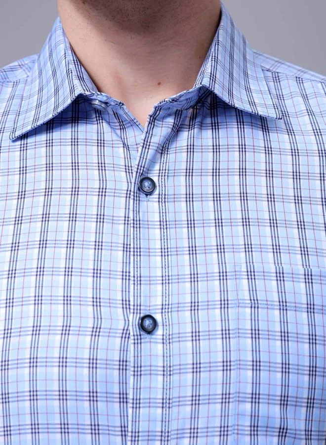The Indian Garage Co Men Slim Fit Checkered Full Sleeves Cutaway Collar Formal Shirt