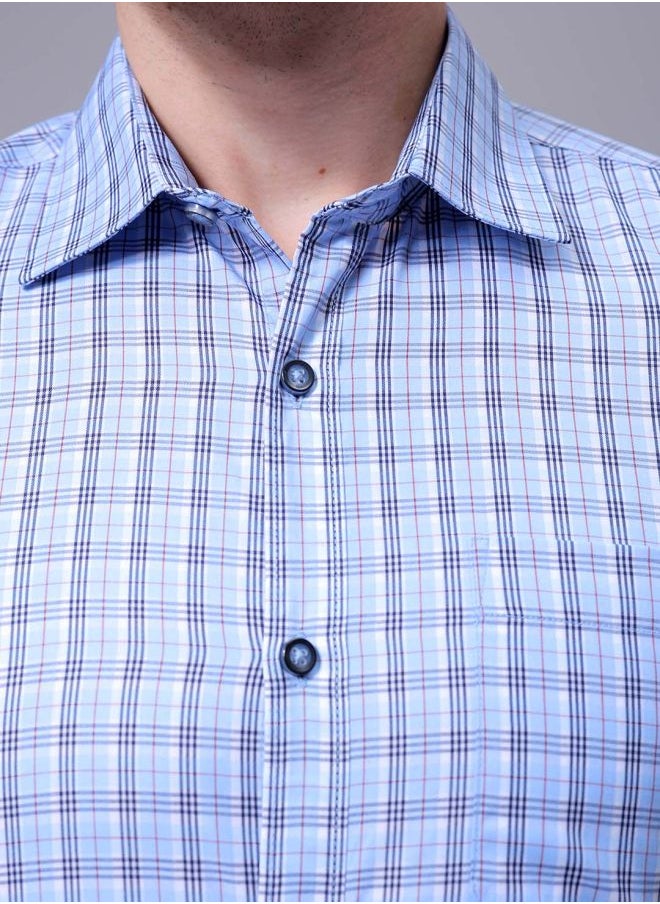 The Indian Garage Co Men Slim Fit Checkered Full Sleeves Cutaway Collar Formal Shirt  - Image 5