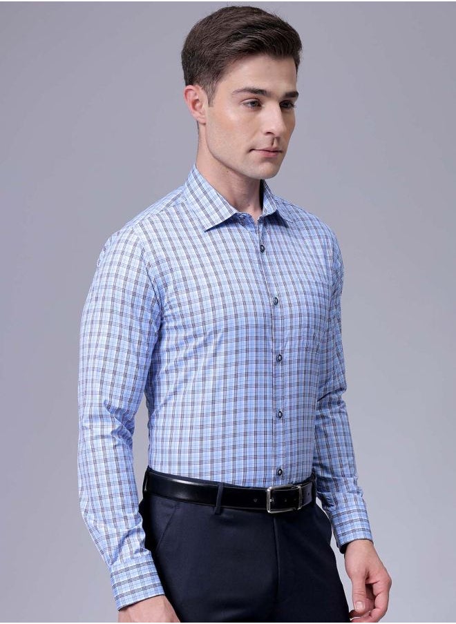 The Indian Garage Co Men Slim Fit Checkered Full Sleeves Cutaway Collar Formal Shirt  - Image 4