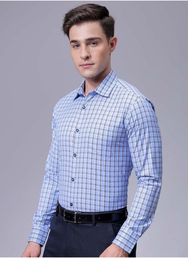 The Indian Garage Co Men Slim Fit Checkered Full Sleeves Cutaway Collar Formal Shirt  - Image 3
