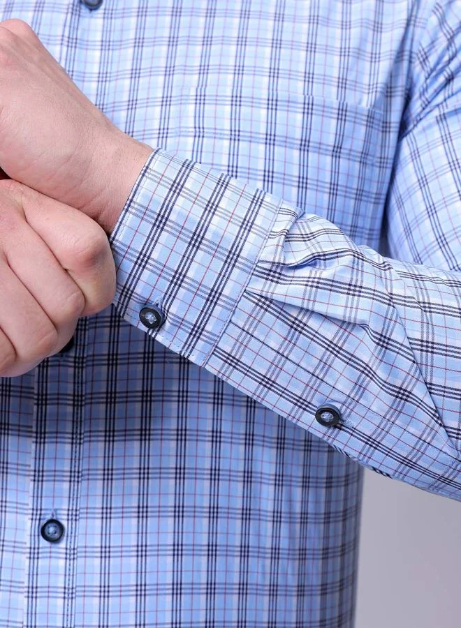 The Indian Garage Co Men Slim Fit Checkered Full Sleeves Cutaway Collar Formal Shirt