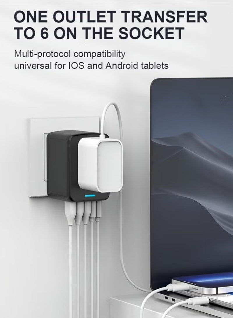 Universal International Power Travel Plug Adapter, 5 in 1 European Travel Plug Adapter W/ 3.5A 2xUSB-A and 2xUSB C Wall Charger and Worldwide AC Outlet for Europe USA UK AUS Asia Black - Image 2