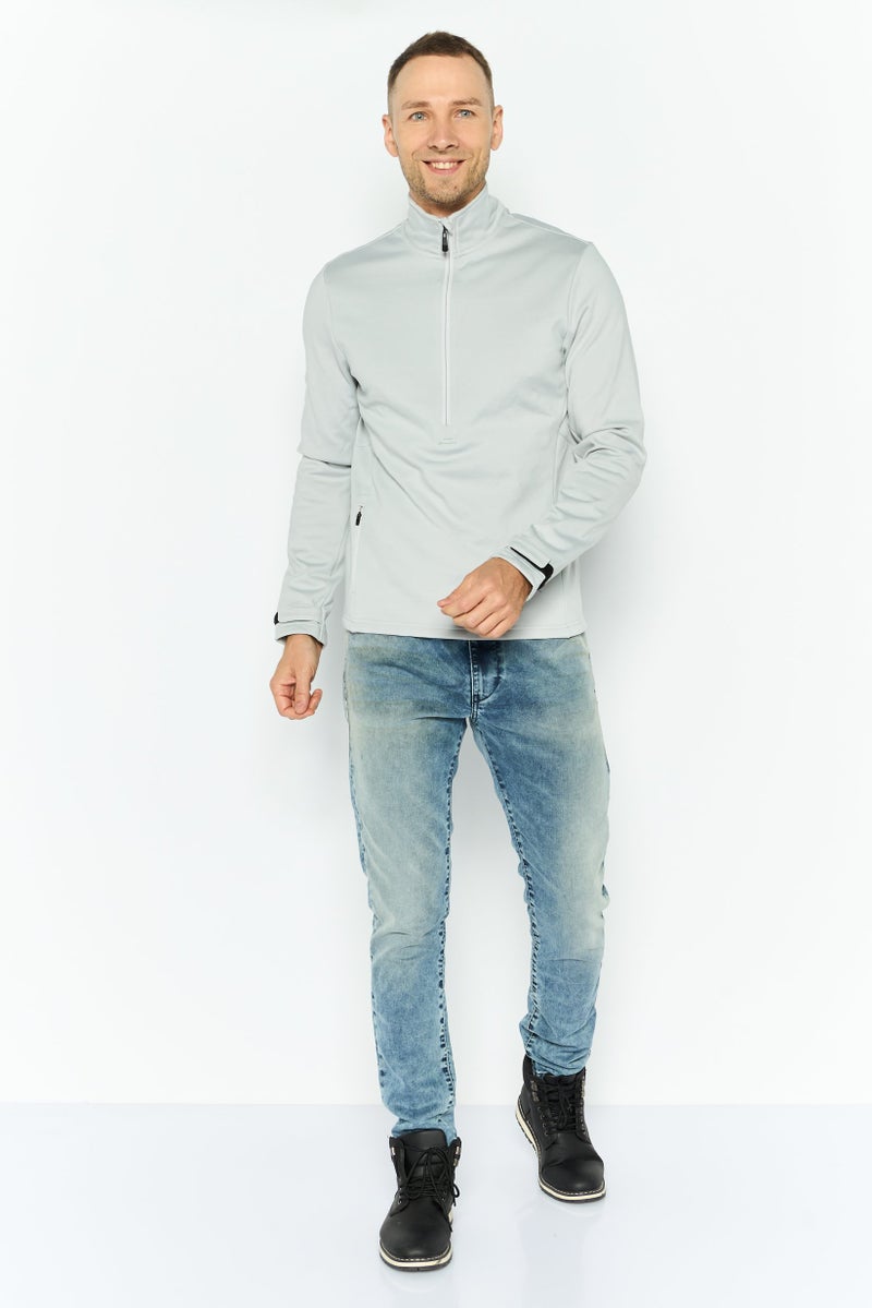 Lyle & Scott Men High Neck Brand Logo Long Sleeves Sweatshirt, Grey - Image 2