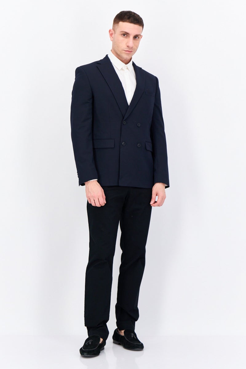 Jules Men Regular Fit Solid Formal Blazer, Deep Navy - Image 3