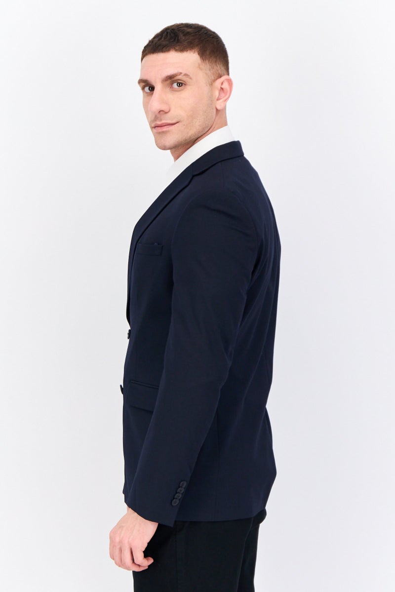Jules Men Regular Fit Solid Formal Blazer, Deep Navy - Image 2