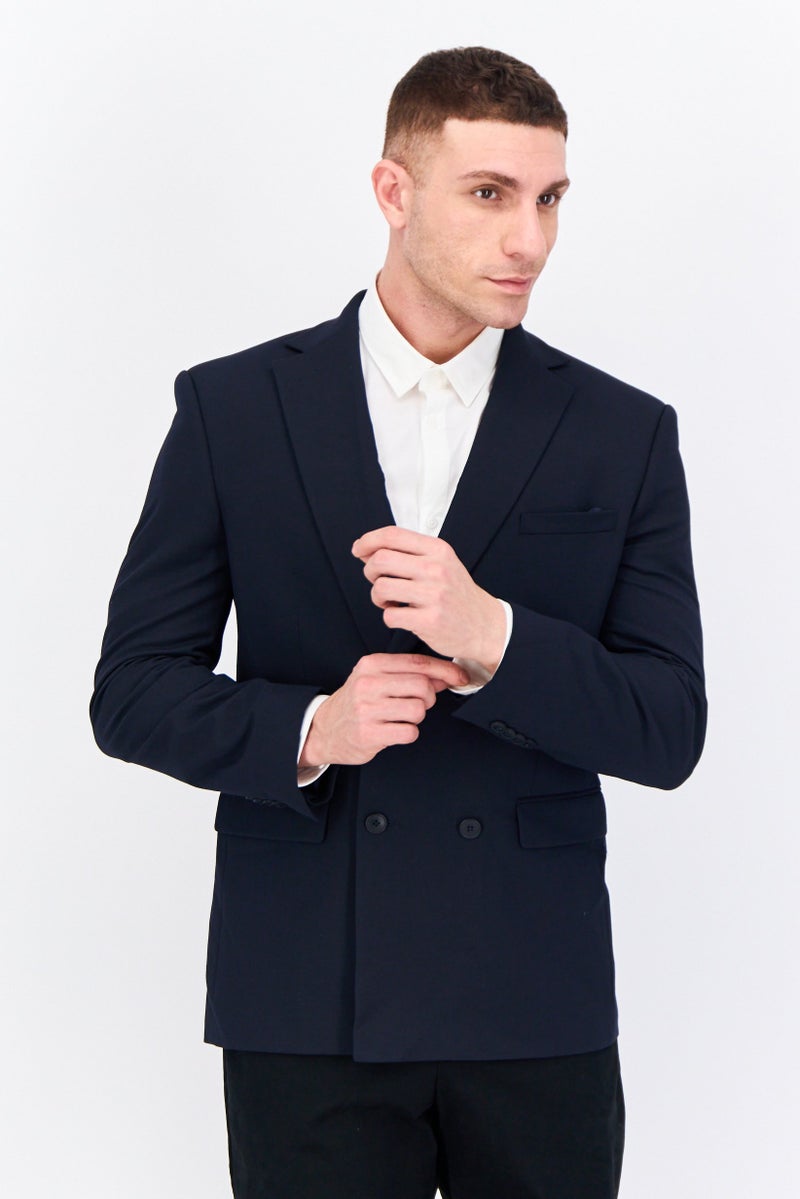 Jules Men Regular Fit Solid Formal Blazer, Deep Navy - Image 1