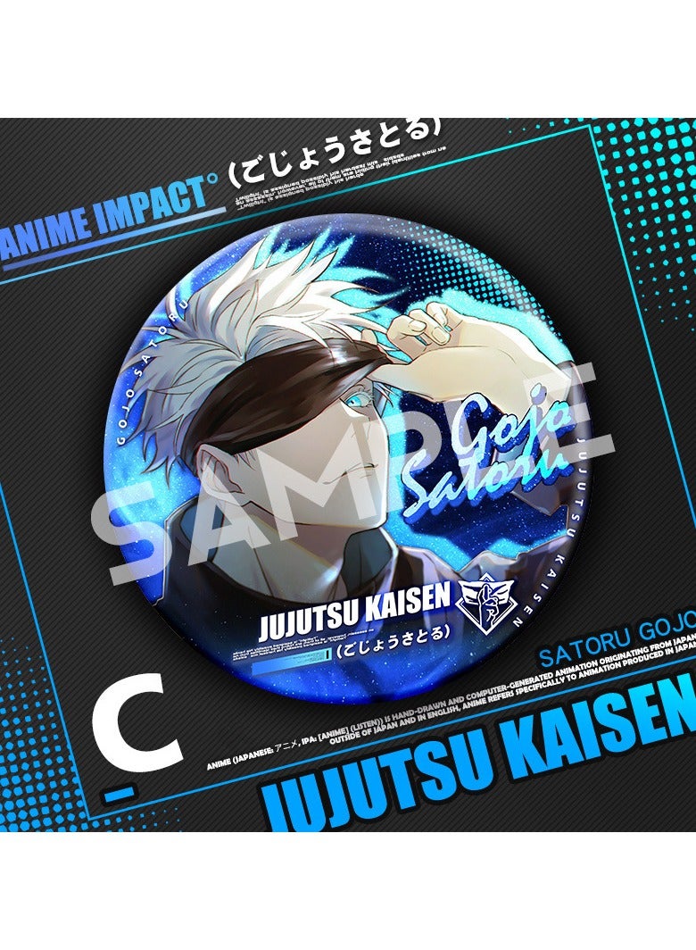 Anime Jujutsu Kaisen Satoru Gojo Round Pin Cosplay Badge Accessories For Clothes Backpack Decoration Gift - Image 1