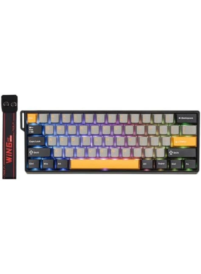 AULA WIN60 HE 60% Wired Magnetic Keyboard with Adjustable Actuation, 8000 Hz Polling Rate, Hall Effect Switches, Hot-Swap, For FPS Games (Grey&Yellow) - Image 1