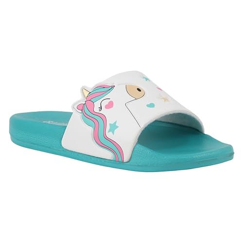 WELCOME Unisex-Child Kids Flip-Flop Soft Comfortable Indoor & Outdoor Slippers Stylish Non-Slip Slide Home Casual Chappals For Boys & Girls, K-FANDOM-AQUA_1 - Image 1
