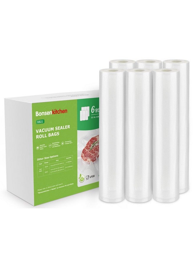 Bonsenkitchen [2025 Upgraded] Bonsenkitchen 6 Rolls 11" x 16' Vacuum Sealer Bags for Food with a Color Box, Easy to Store, Commercial Grade, BPA Free, Great for Food Storage or Sous Vide, VB21 - Image 1