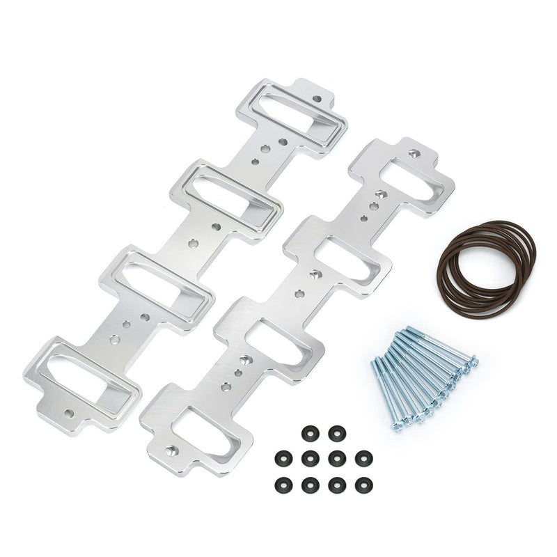 PQY Rectangle Intake Manifold Adapter Plates For LS1 Cathedral Port Cylinder Head to LS3 LSA ZL1 CTSV Silver