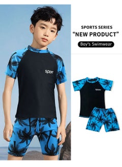 Moovant 2 Pieces Boys Swimsuit, Swim Top + Swimming Trunks Set, Toddler Kids Quick Dry Swimwear, Children Beachwear, Premium Printed Bathing Suit for Summer  - Image 2