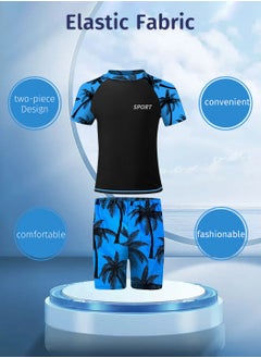 Moovant 2 Pieces Boys Swimsuit, Swim Top + Swimming Trunks Set, Toddler Kids Quick Dry Swimwear, Children Beachwear, Premium Printed Bathing Suit for Summer  - Image 5