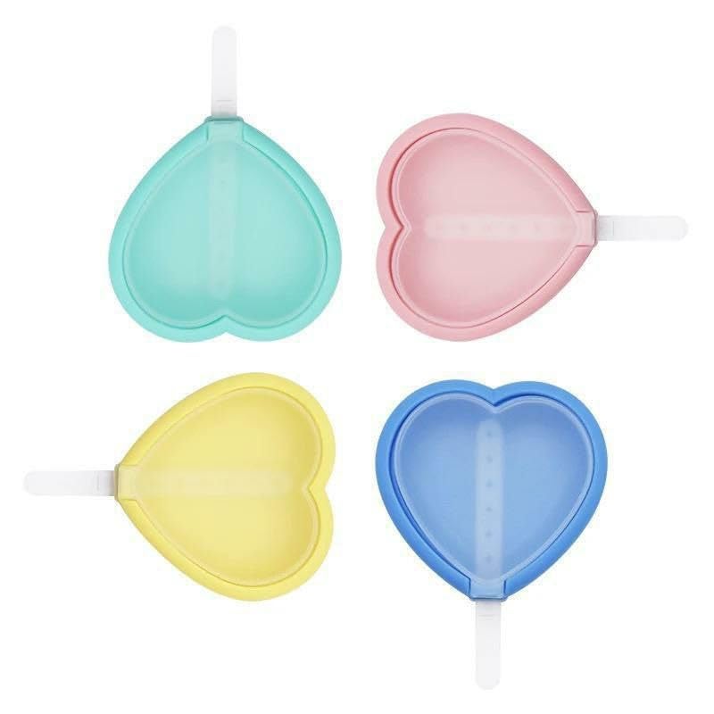 BIRZAR Ice Pop Makers Silicone Reusable Homemade Popsicle Frozen Ice Cream Moulds Heart Shape Tray Kulfi Candy Maker 4 Pcs Set Multicolour - Image 4