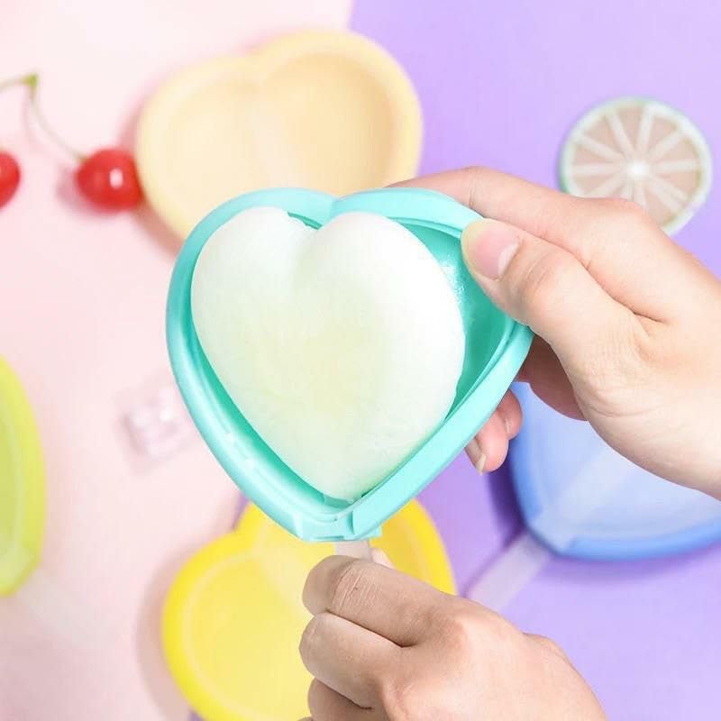 BIRZAR Ice Pop Makers Silicone Reusable Homemade Popsicle Frozen Ice Cream Moulds Heart Shape Tray Kulfi Candy Maker 4 Pcs Set Multicolour - Image 2