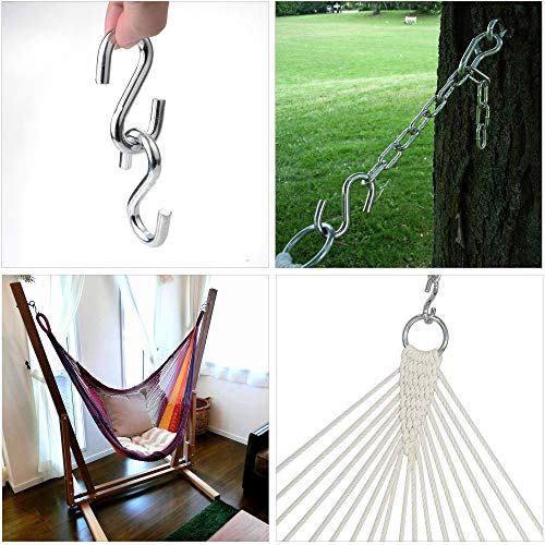 F Flammi Flammi 2 Pack Heavy Duty S Hooks for Hanging Hammock Stand Swing Plants, Max 500 Lbs, 3 Inch Long 5/16 Inch Thick Strong Galvanized Utility Hooks - Image 5