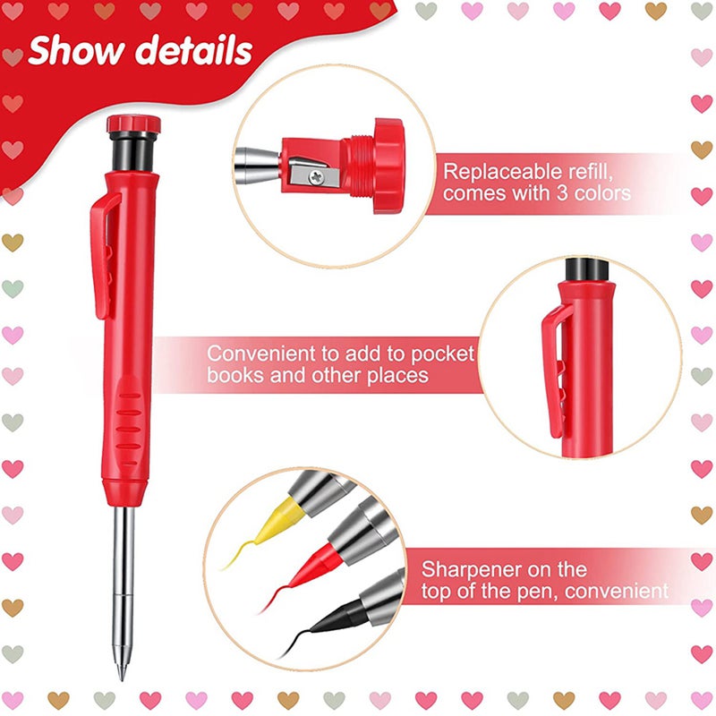 Portable Woodworking Pencil Carpenter Pencil Mechanical Pencil Deep Hole Marker Drawing Marker with Sharpener Suitable for Construction Decoration Scriber - Image 5
