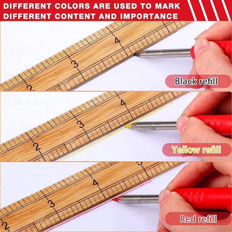 Portable Woodworking Pencil Carpenter Pencil Mechanical Pencil Deep Hole Marker Drawing Marker with Sharpener Suitable for Construction Decoration Scriber - Image 4