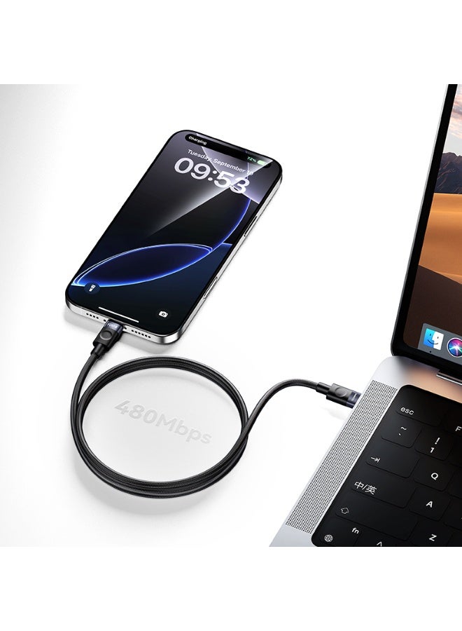 RECCI RS50CC PD 65W Fast Charging Data Cable | USB-C to USB-C | Mesh Braided Design | Intelligent Chip | 1m | Black - https://f.nooncdn.com/p/pzsku/Z5634D78B55F23DCCDE44Z/45/1768400380/ce536ed4-f05c-45c7-bd5e-097e0386e87c.jpg