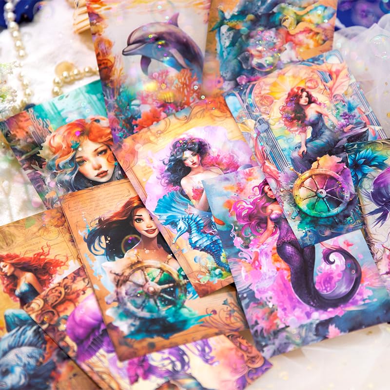 Yoksas 180 Sheets Vintage Ocean Mermaid Mythology Scrapbook Paper - Fantasy Undersea Junk Journals Decorative Cardstock for Posters,Card Making,Scrapbook Craft Supplies - Image 5