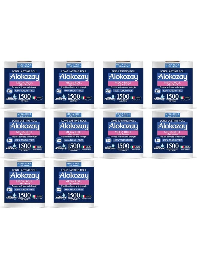 Alokozay 1 PLY Bulk Mega Roll Tissue 1500 Sheets- 10pcs - Image 2