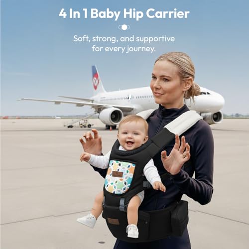 StarAndDaisy 4-in-1 Baby Carrier for 0 to 3 Year Baby/Kangaroo Bag with Comfortable Soft Hip Seat/Baby Carrier - 4 Carrying Positions with 2 Storage Pockets - Blue (4-in-1 Black) - Image 3