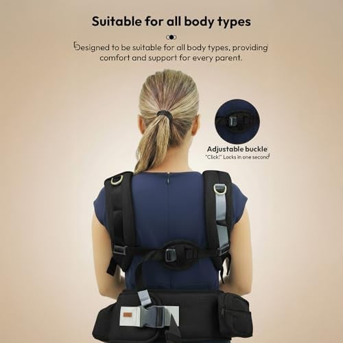 StarAndDaisy 4-in-1 Baby Carrier for 0 to 3 Year Baby/Kangaroo Bag with Comfortable Soft Hip Seat/Baby Carrier - 4 Carrying Positions with 2 Storage Pockets - Blue (4-in-1 Black) - Image 4