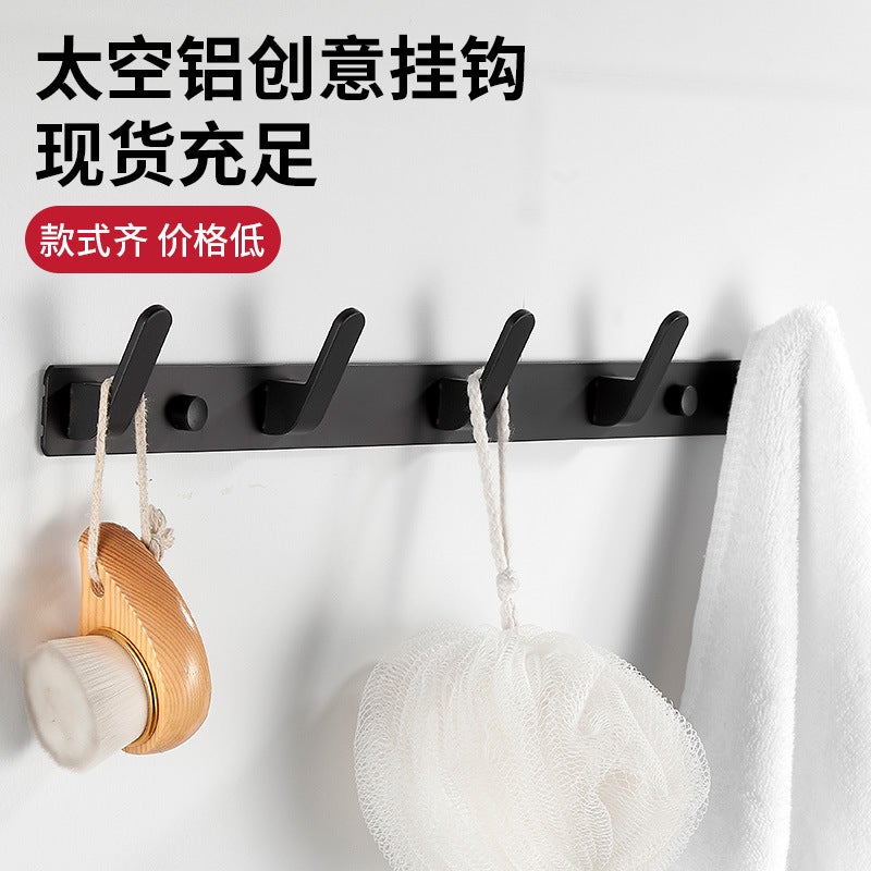 Kitchen Punch-Free Hook Bathroom Towel Rack Door Coat Hook Wall Hook Space Aluminum Coat Hook - Image 2