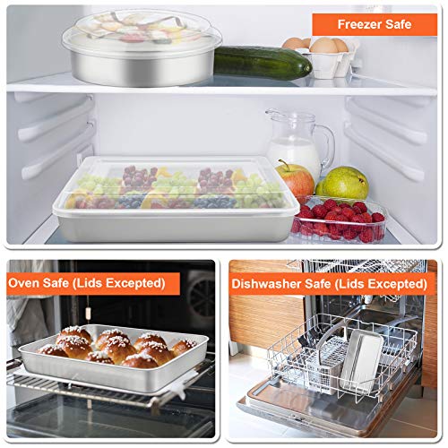 TeamFar Stainless Steel Bakeware Set of 8, Baking Roasting Pan Set with Lid, Lasagna Pan with lid, Square & Round Cake Pan, Loaf Pan & Muffin Pan, Healthy & Sturdy, Dishwasher Safe & Smooth - Image 4