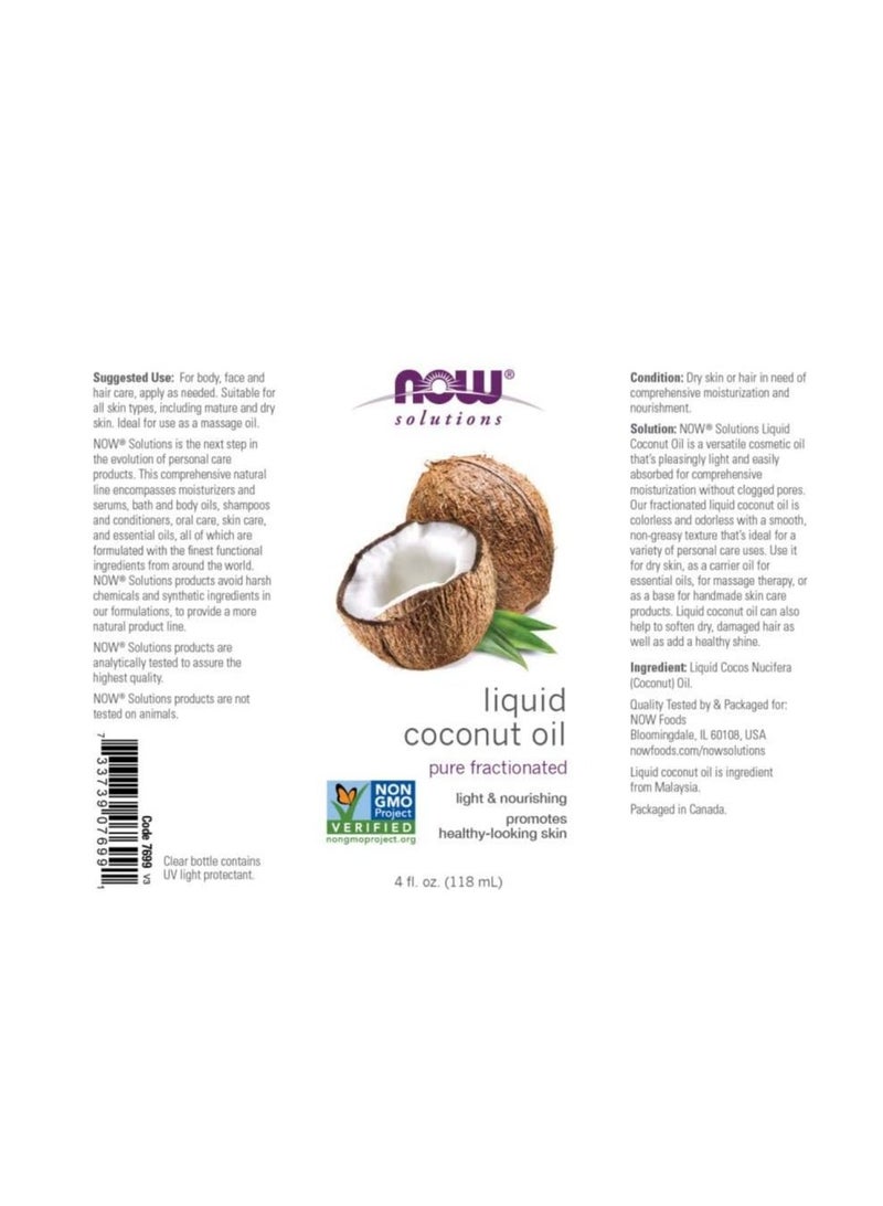 now Solutions Light and Nourishing Liquid Coconut Oil For Hair & Skin Treatment 118ml - Image 2