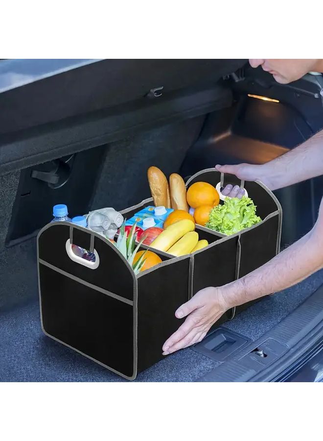 1pc Universal Car Trunk Organizer With 3 Spacious Compartments Portable Foldable Durable Design For SUV Truck Van And Sedan Easy To Install Clean Auto Organization Travel Essentials Compact Storage - Image 1