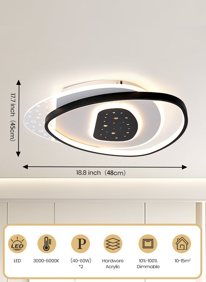 YATAI LIGHTING Oval LED Ceiling Light 120W, Modern Dimmable Flush Mount with Remote, Black & White, Adjustable Brightness & 3-Color Modes (3000K-6000K) for Bedroom, Living Room, Dining Room - Image 3
