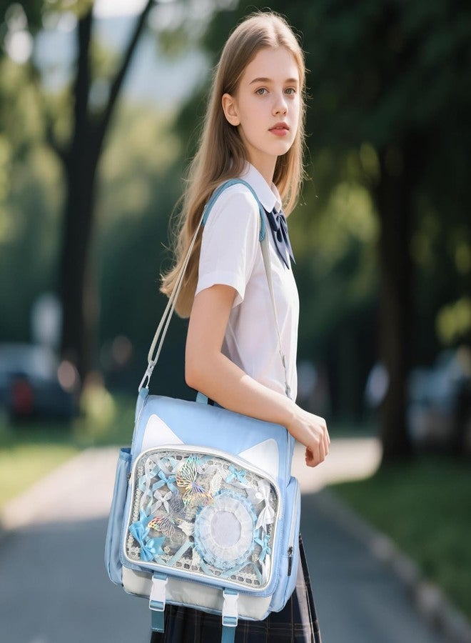 TINYAT Kawaii Ita Bag Backpack Cute Backpack for Women Men Pin Display Bag Aesthetic Cat Ita Daypack Crossbody for Anime Y2K - Image 2