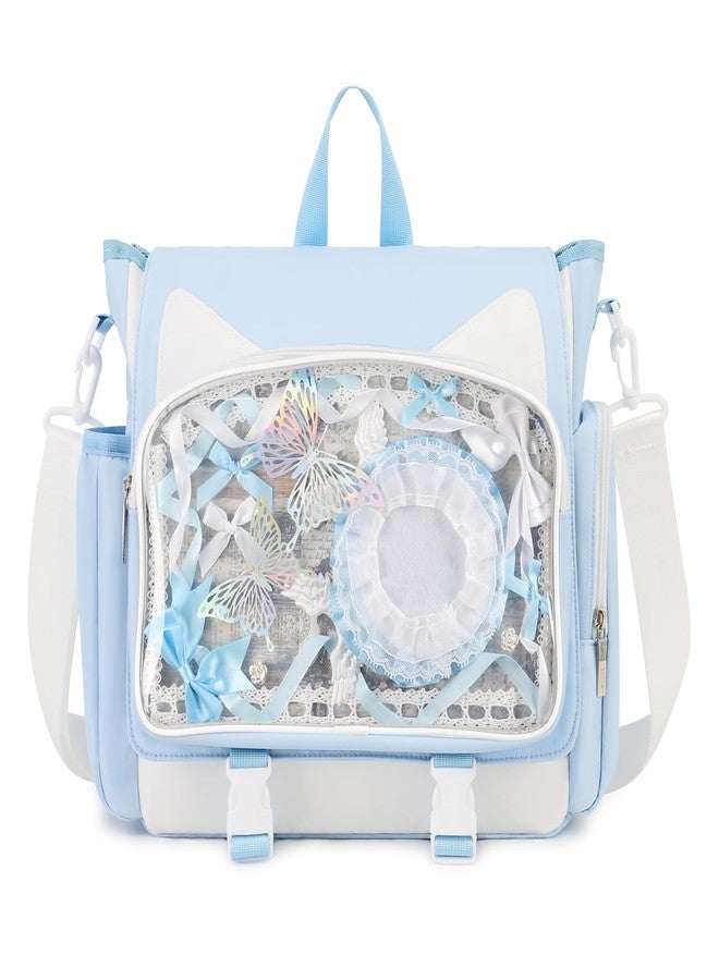 TINYAT Kawaii Ita Bag Backpack Cute Backpack for Women Men Pin Display Bag Aesthetic Cat Ita Daypack Crossbody for Anime Y2K - Image 1