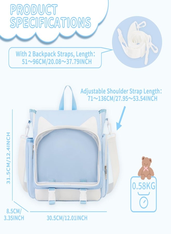 TINYAT Kawaii Ita Bag Backpack Cute Backpack for Women Men Pin Display Bag Aesthetic Cat Ita Daypack Crossbody for Anime Y2K - Image 3