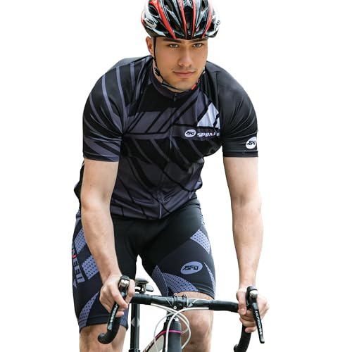 sponeed Men's Bike Jersey Cyclist Tops Bicycle Shirt Quick Dry Full Zip Shirts Breathable US L Gray Multi - Image 4