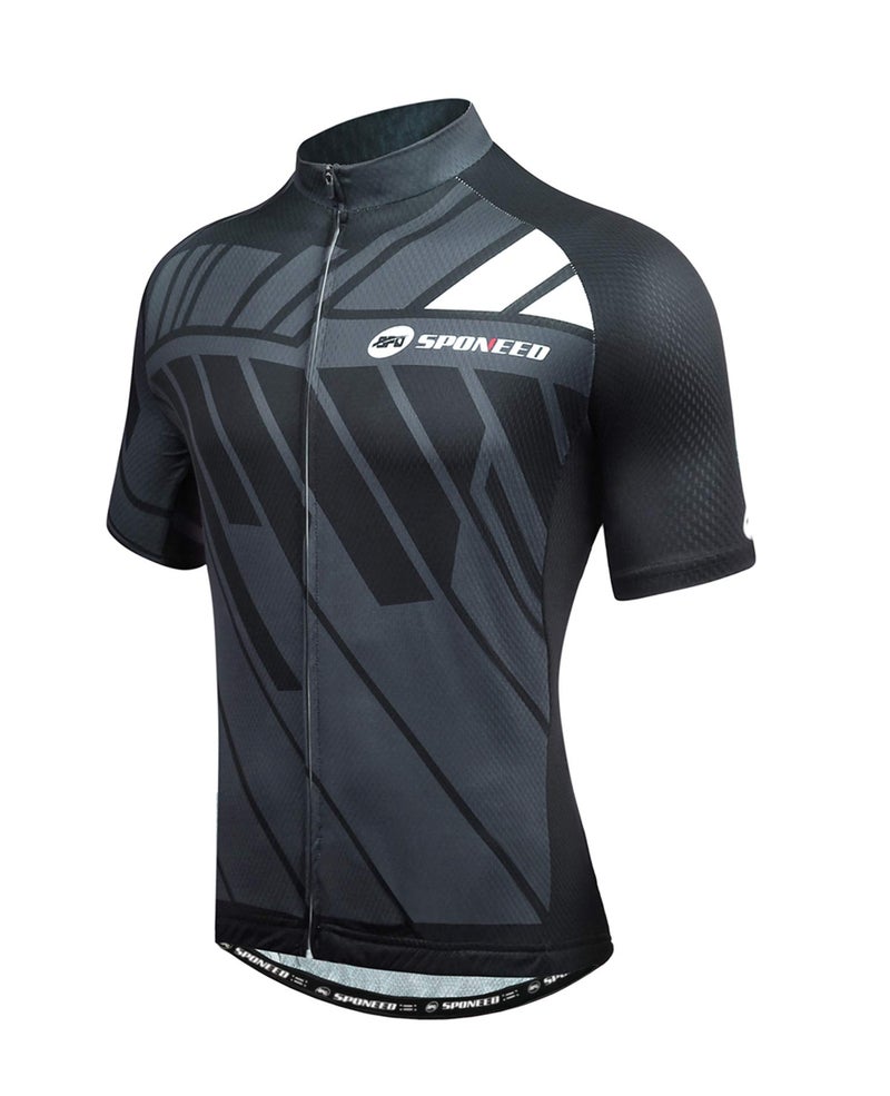 sponeed Men's Bike Jersey Cyclist Tops Bicycle Shirt Quick Dry Full Zip Shirts Breathable US L Gray Multi - Image 2