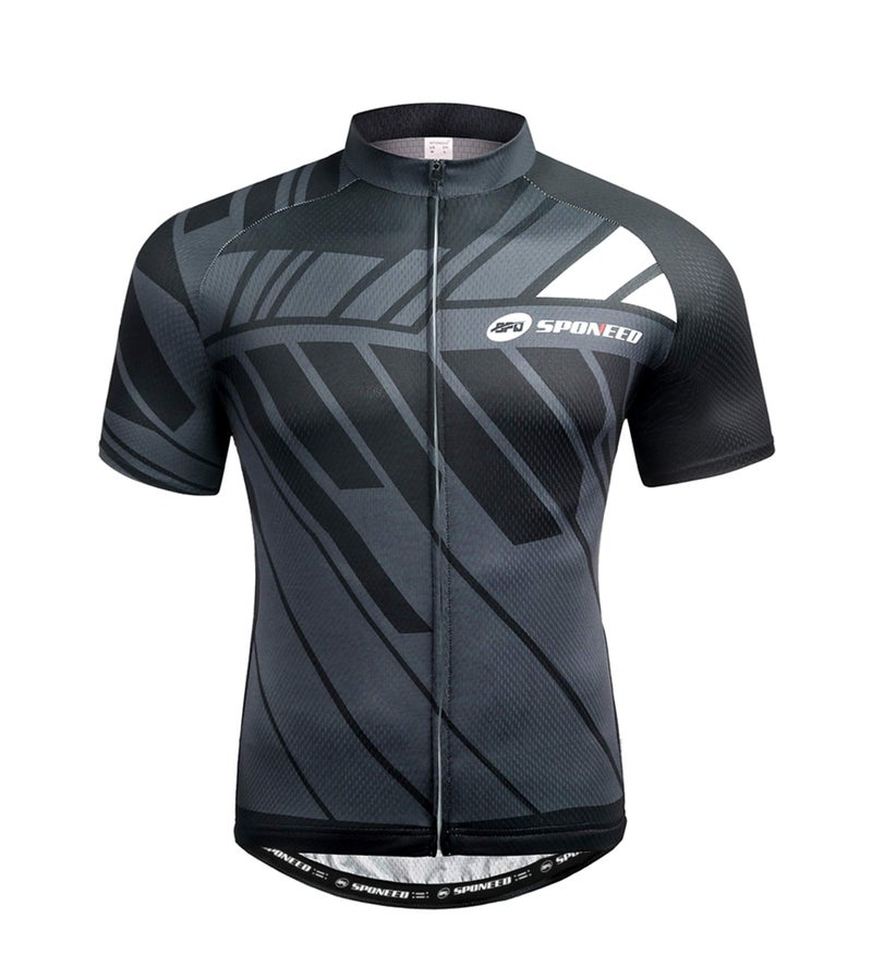 sponeed Men's Bike Jersey Cyclist Tops Bicycle Shirt Quick Dry Full Zip Shirts Breathable US L Gray Multi - Image 1