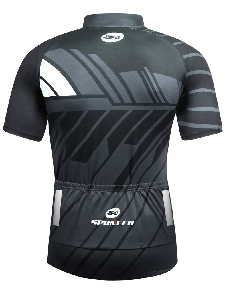 sponeed Men's Bike Jersey Cyclist Tops Bicycle Shirt Quick Dry Full Zip Shirts Breathable US L Gray Multi - Image 3