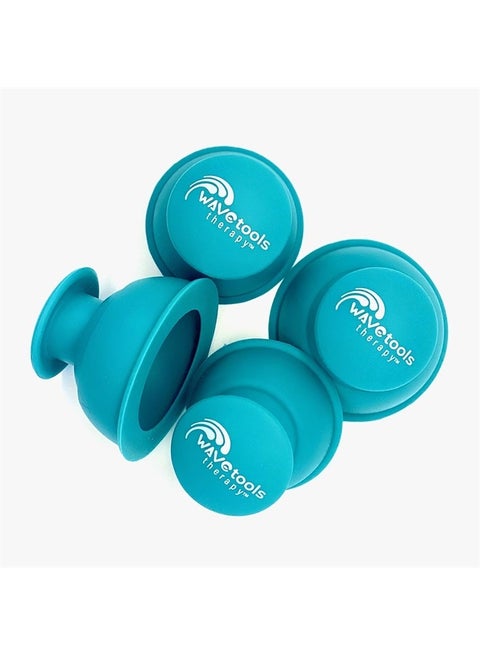 "Riptide" Sport Cupping set of 4 push cups in case by Wavetools Therapy ideal for dynamic cupping, two suctions strengths