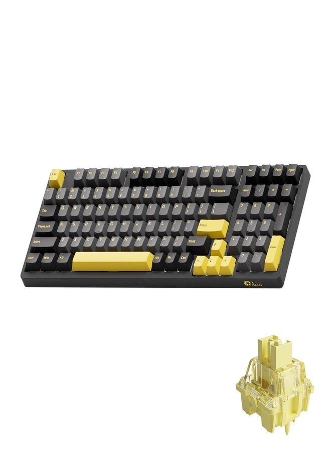 Akko 3098B Hot-swappable Mechanical Keyboard with RGB Backlight, PBT Keycaps, Black&Gold Creamy Gaming Keyboard with Number Pad Software for Mac & Win - Image 1
