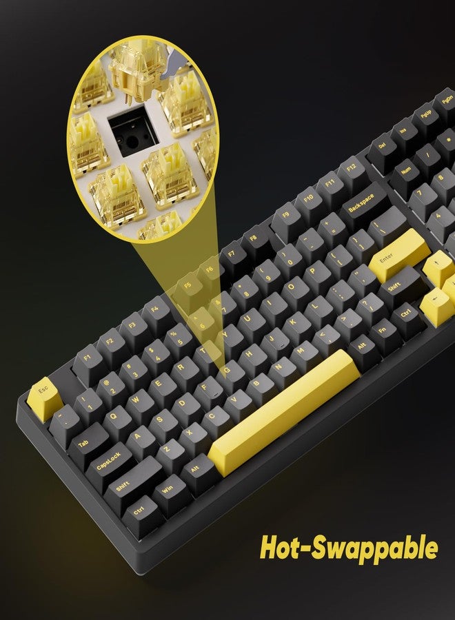 Akko 3098B Hot-swappable Mechanical Keyboard with RGB Backlight, PBT Keycaps, Black&Gold Creamy Gaming Keyboard with Number Pad Software for Mac & Win - Image 4