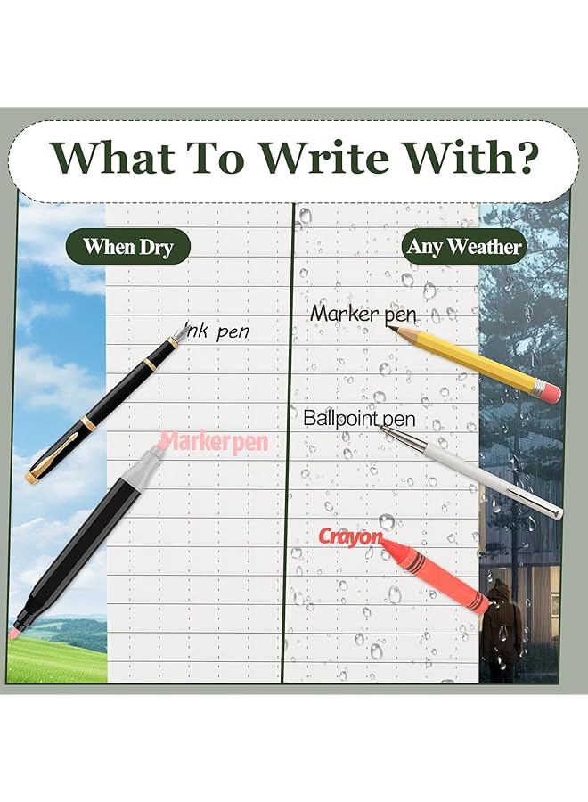 إيروريكس مجموعة من 4 دفاتر ملاحظات مقاومة للماء لجميع الأحوال الجوية مقاس 3 × 5 بوصة مع 100 صفحة مسطرة، دفتر ملاحظات شرطة مقاوم للطقس، دفتر ملاحظات حلزوني صغير، دفتر ملاحظات صغير للمكتب المنزلي في الهواء الطلق - Image 5