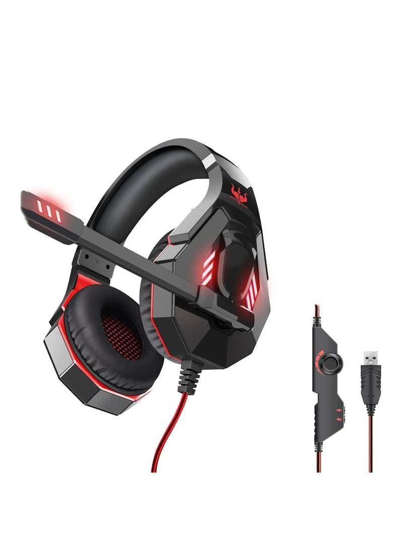 OVLENG OVLENG Q10 USB Wired Gaming Headset – 7.1 Surround Sound, Noise-Cancelling Mic, LED Lighting  - Image 1