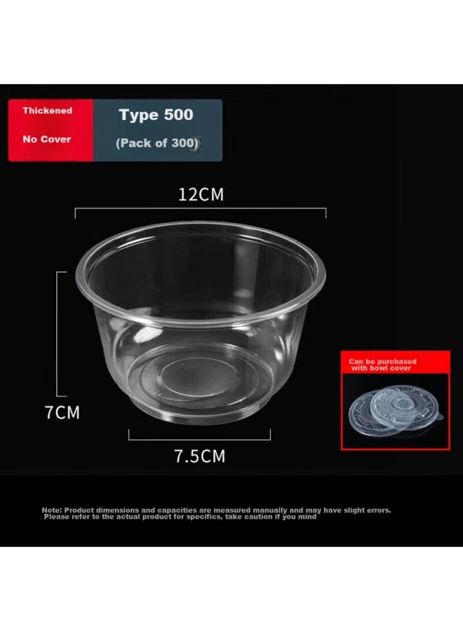 Yata Wutian Disposable Bowls, 500 Model, 300 Pieces, Plastic Bowls, Transparent, Heat-resistant, Lunch Boxes, Soup Bowls, Without Lids, For Eight Treasures Rice - Image 3