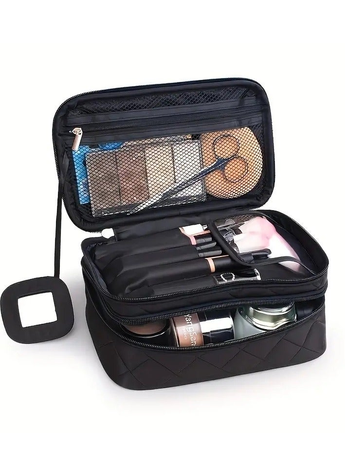 ORiTi Double Layer Cosmetic Bags Makeup Bag Women Travel Organizer Professional  Storage Brush Necessaries MakeUp Case Beauty Toiletry Bag - Image 1