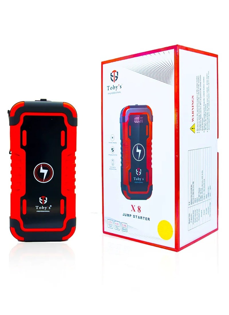Toby's Jump Starter For Cars 8000mAh And 29.6WH With Wireless Power Bank For Electronic Devices  - Image 1