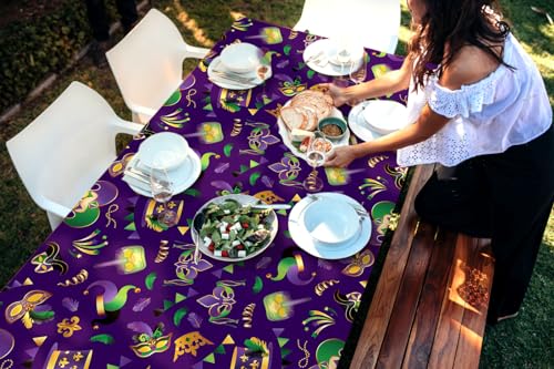 Buxiuer Mardi Gras Tablecloth New Orleans Carnival Masquerade Party Decoration Disposable Plastic Table Cloth Waterproof Table Cover Picnic Dining Kitchen Decor 54 x108 Inch -Pack of 2 - Image 2