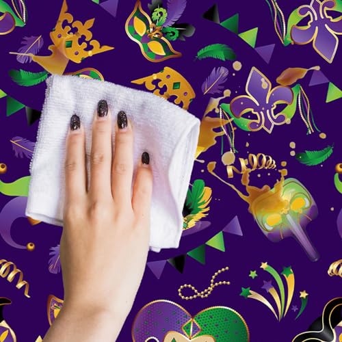 Buxiuer Mardi Gras Tablecloth New Orleans Carnival Masquerade Party Decoration Disposable Plastic Table Cloth Waterproof Table Cover Picnic Dining Kitchen Decor 54 x108 Inch -Pack of 2 - Image 4