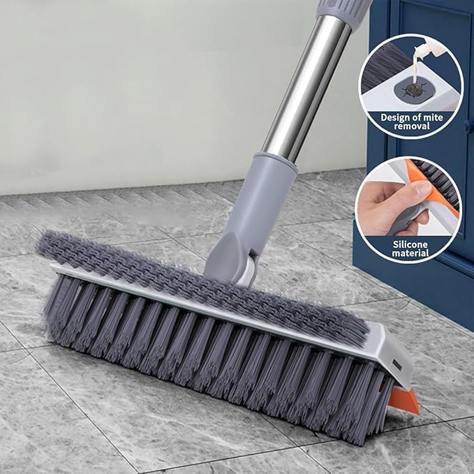 Rukshv 3 in 1 Toilet Bathroom Cleaning Brush with Wiper and Long Handle - 180° Rotate Floor Scrub Brush for Tiles, Home Kitchen Bathroom Accessories (3 in 1 Toilet Bathroom) - Image 3
